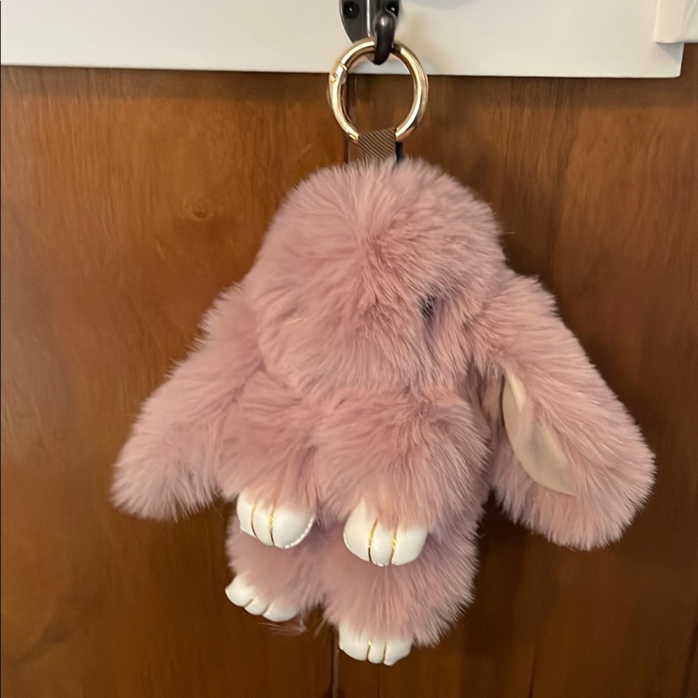 Plush Mauve Pink Bunny Keychain